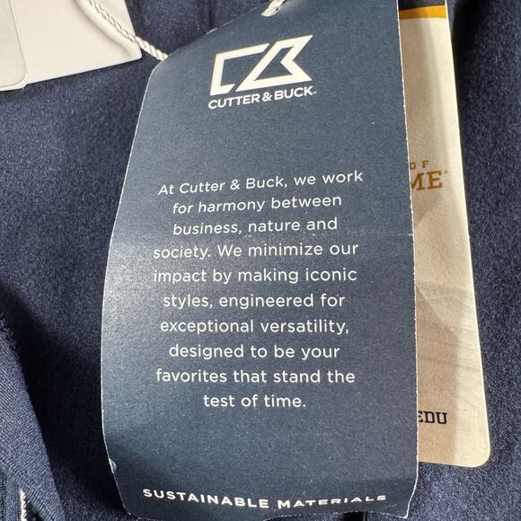Cutter & Buck Notre Dame Quarter Zip Pullover L Navy Stretch Performance Top NWT - Picture 7 of 16